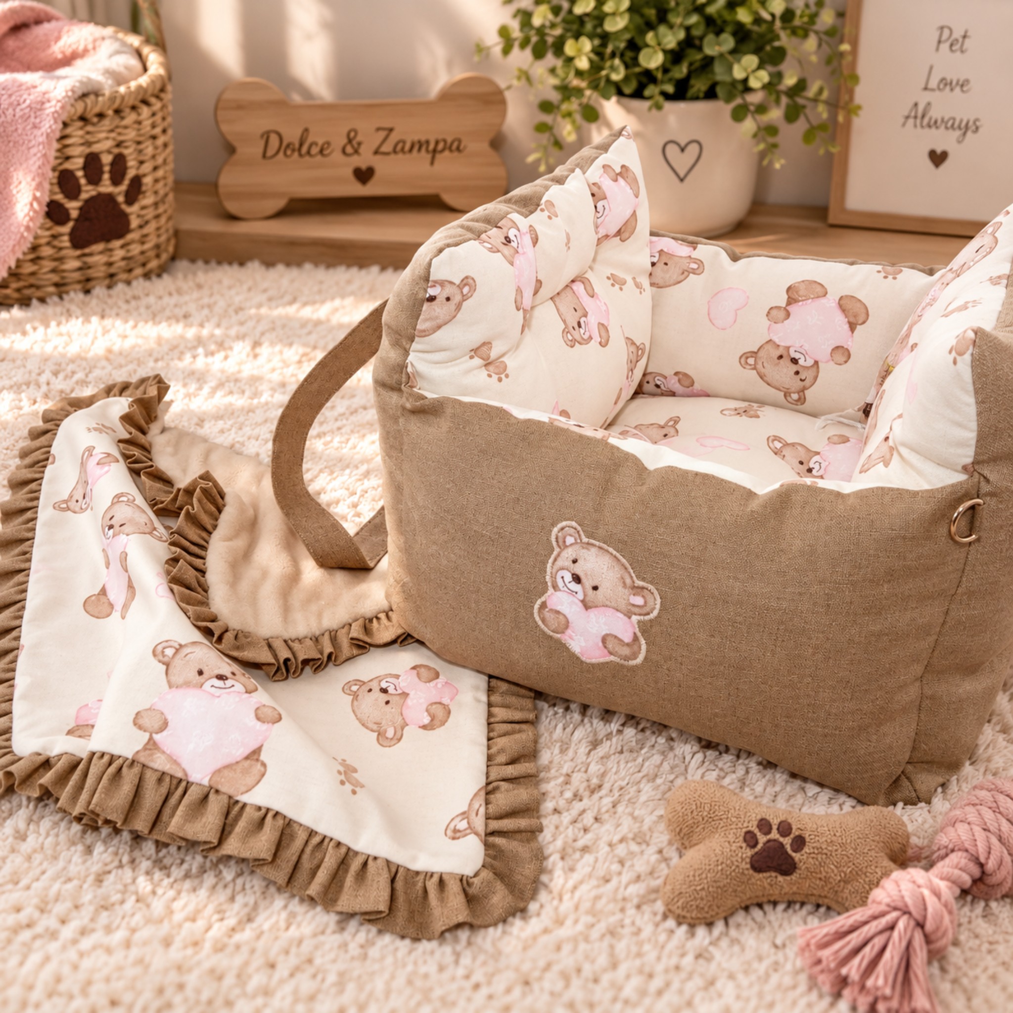 Coperta Pet Cocoon Rosa a Pois con Minnie